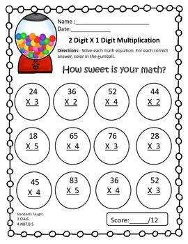 pic 2 Digit By 1 Digit Multiplication Coloring Worksheets 2 digit by 1 digit multiplication