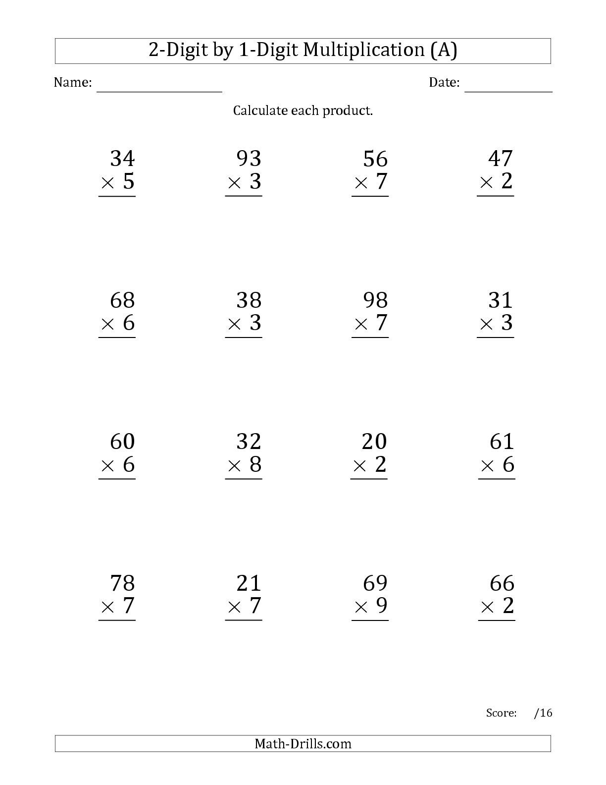 Featured image of post 2 Digit By 1 Digit Multiplication No Regrouping