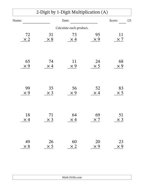 Featured image of post 2 Digit By 1 Digit Multiplication Worksheets Pdf