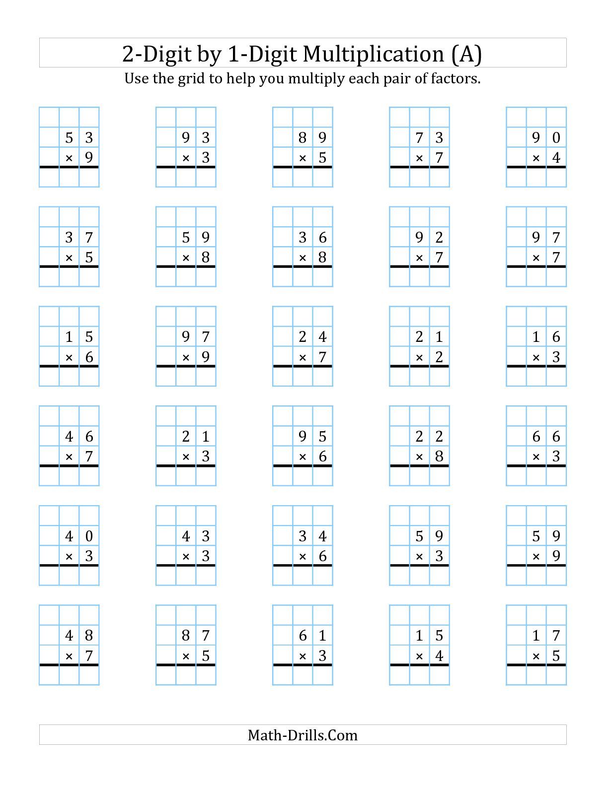 Featured image of post 2 Digit By 1 Digit Multiplication Worksheets With Grids