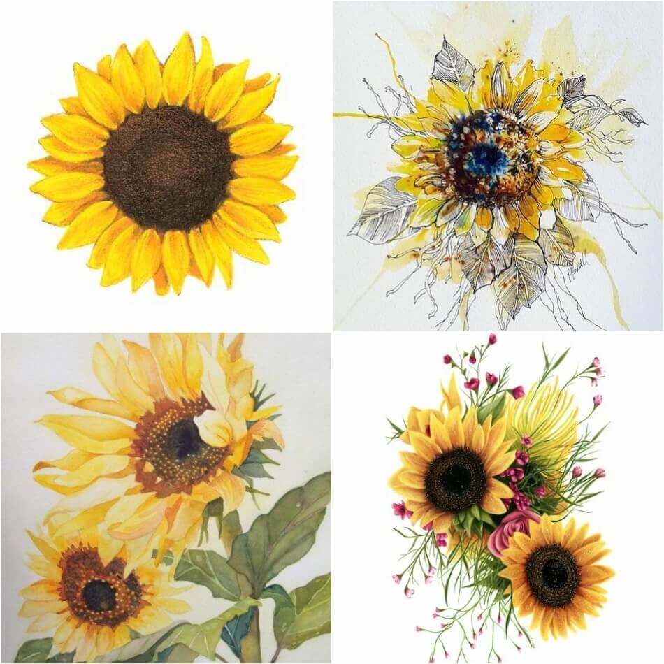 Featured image of post Sunflower Tattoo Drawing Color